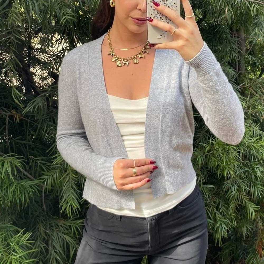 Banana Republic grey wool blend open front cardigan sz s